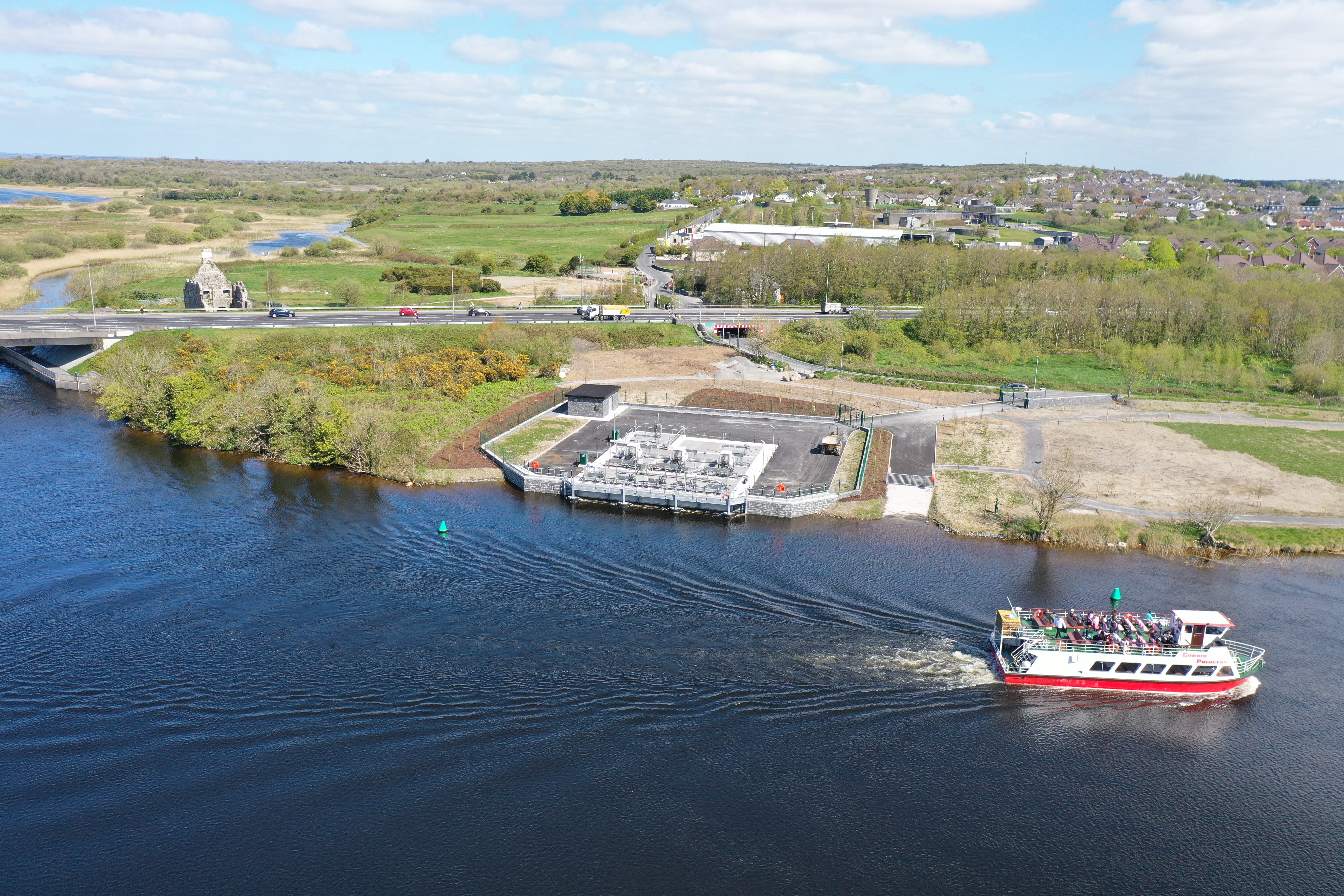 Drone image of boat Terryland Co. Galway