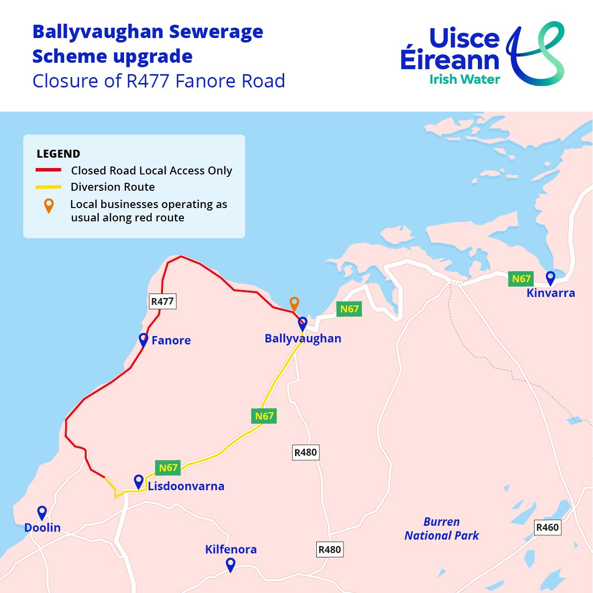 Ballyvaughan - road closure image map