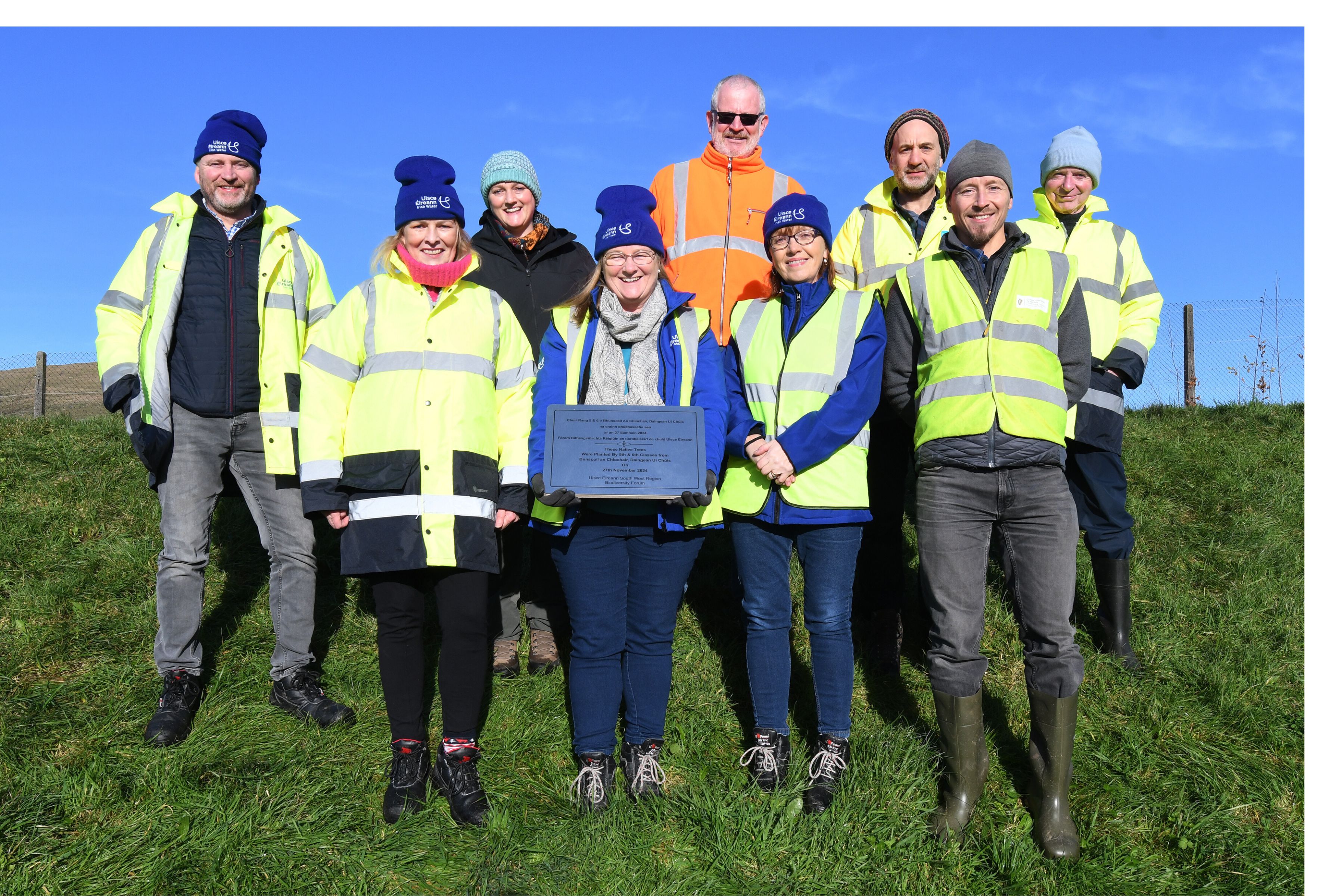 Uisce Eireann staff helping to plant trees at the Dingle Water Treatment Plant