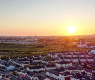 The sun setting over Castletroy