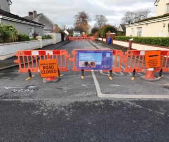 A road closed off for Uisce Éireann works