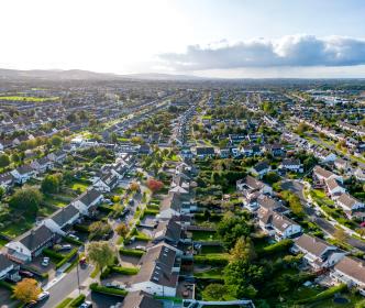 A large town with mant rows of residential houses